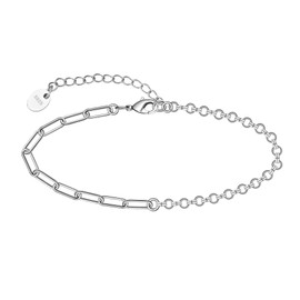CHIC & ARTSY Ankle Bracelet 925 Sterling Silver Paperclip Anklet for Women Hypoallergenic 4mm Paperclip Link Chain Anklets Cute White Gold Anklet Bracelet Adjustable Boho Beach Anklet Jewelry