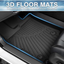 Mixsuper Floor Mats for 2020-2025 Toyota Highlander (Not for Hybrid Models) All Weather Floor Liners 3 Row Set Black (Fits with 2nd Row Bench or Bucket Seats with Center Console)