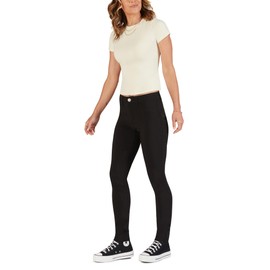 FIVESTAR GENERAL Women's Ultimate Stretch Pant, Mid-Rise, Sits Below Waist, Button Closure with Zipper Fly Black
