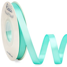 Ribbli Double Faced Aqua Blue Satin Ribbon,3/8” x Continuous 25 Yards,Use for Bows Bouquet,Gift Wrapping,Floral Arrangement