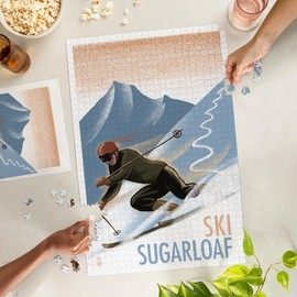 Sugarloaf, Maine, Downhill Skier, Lithography Style (1000 Piece Puzzle, Challenging Jigsaw Puzzle for Adults, Made in USA)