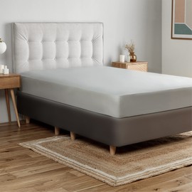Silentnight Cotton Rich Single Fitted Sheet - Silver Grey 28cm Deep Mattress Bed Sheet with Elasticated Corners - Machine Washable Bottom Sheet - Single - 190x90cm