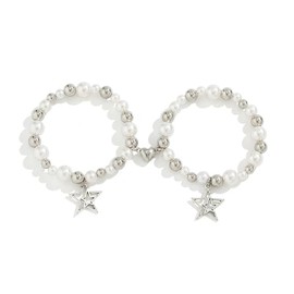 1/2Pcs Set Y2K Star Pearl Heart Crystal Chain Adjustable Aesthetic Bracelet Grunge Gift for Women Jewelry Gifts Punk Gothic Link Dainty Bracelet Resin Transparent Star Ribbon, Small, Resin imitation