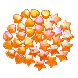 Tupalizy 100PCS Mini Acrylic Beads 9mm Heart Charms and 11mm Star Beads for Jewelry Making Bracelets Necklaces Earrings Key Chain Accessories DIY Crafts Valentine Christmas Birthday Gifts (Orange)