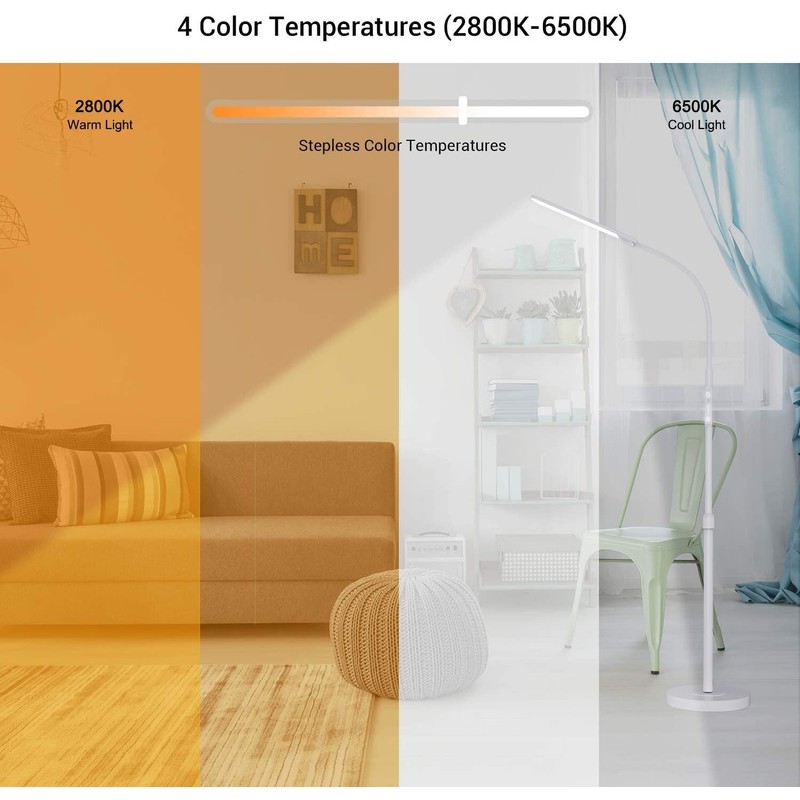 NXONE Led Floor Lamp,Modern Reading Adjustable Standing Height 4 Colors
