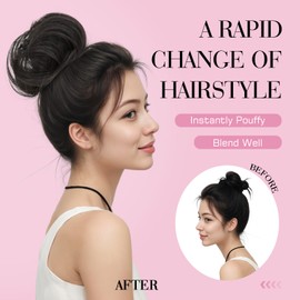 MY-LADY 100% Human Hair Messy Bun Hair Piece, Natural Wavy Hair Bun Messy Buns Hair Pieces for Women Hair Buns with Elastic Band Updo Ponytail Extension Platinum Blonde