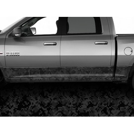 Black Digital Camo Camouflage Rocker Wraps Rocker Panel Graphic Decal Wrap Kit for Truck (Semi Conformative 16" x21')