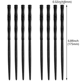 12 Pcs Vintage Wood Hair Sticks Bamboo Shape Hair Chopsticks Japanese Chinese Hairpin Decorative Retro Hair Forks Hanfu Pins Bun Holders for Long Hair Women (Black)