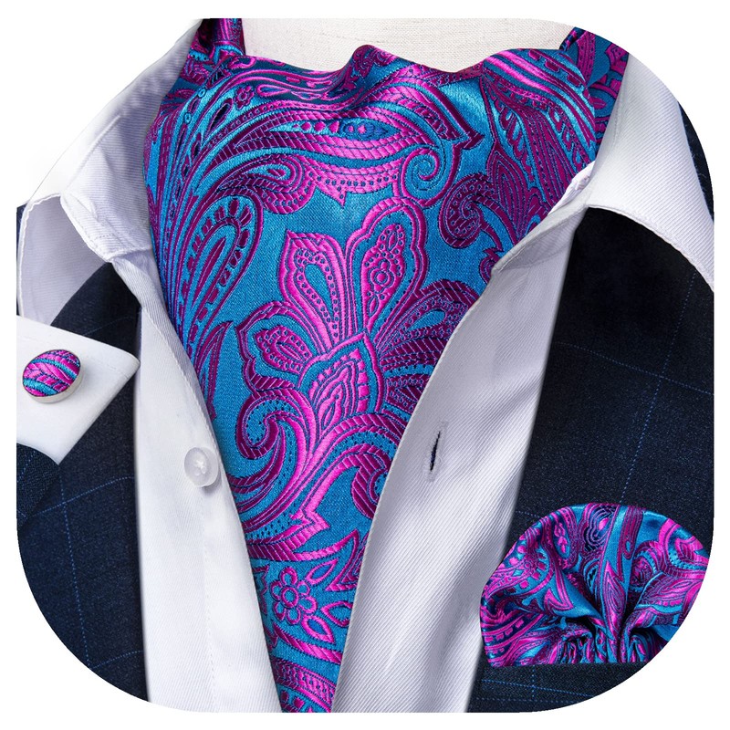 DiBanGu Blue Purple Ascot Ties for Men Cravat Tie and