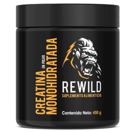Rewild Creatina Monohidratada en Polvo de Alta Pureza Sin Sabor Endulzantes Pre Workout  Energía Rendmiento 90 porciones 5gr 450 gr                   