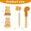 SAMEBUTECO Bamboo Dish Brushes Sets 4 Tools in One Kitchen