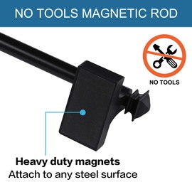 H.VERSAILTEX 4 PACK Magnetic Curtain Rods for Metal Doors Multi-Use Rods for Small Windows Cafe Sidelight and Iron Steel Places, Tool Free with Square Finials (Adjust from 16 to 28 Inch, Black)