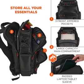 Ergodyne Mobile Office Backpack, Black, 14in L, 8in W, 17.5in H