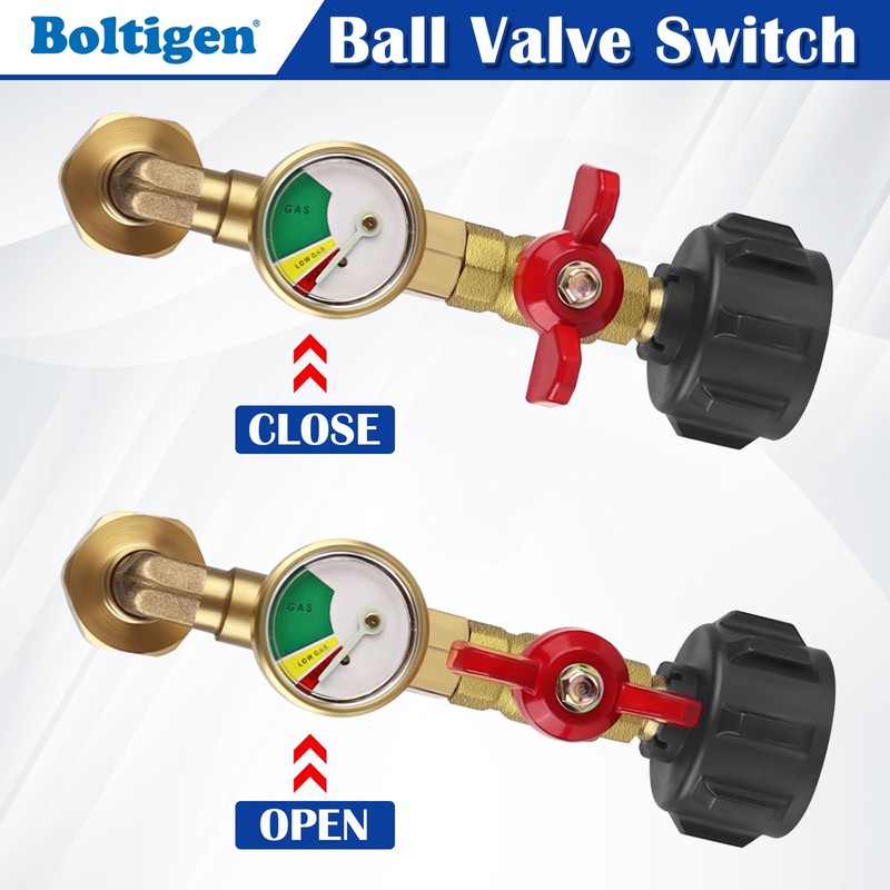 Boltigen Propane Refill Elbow Adapter with Tank Gauge, Upgraded Propane