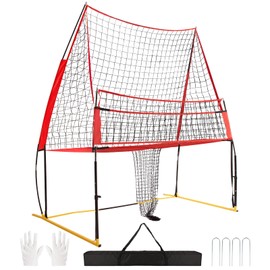 Wiseek Easy Installation Volleyball Training Equipment Net,Update Freely 6-8FT Height Adjustable Volleyball Net,Portable Volleyball Net for Backyard with 4 Ground Stakes and Carrying Bag