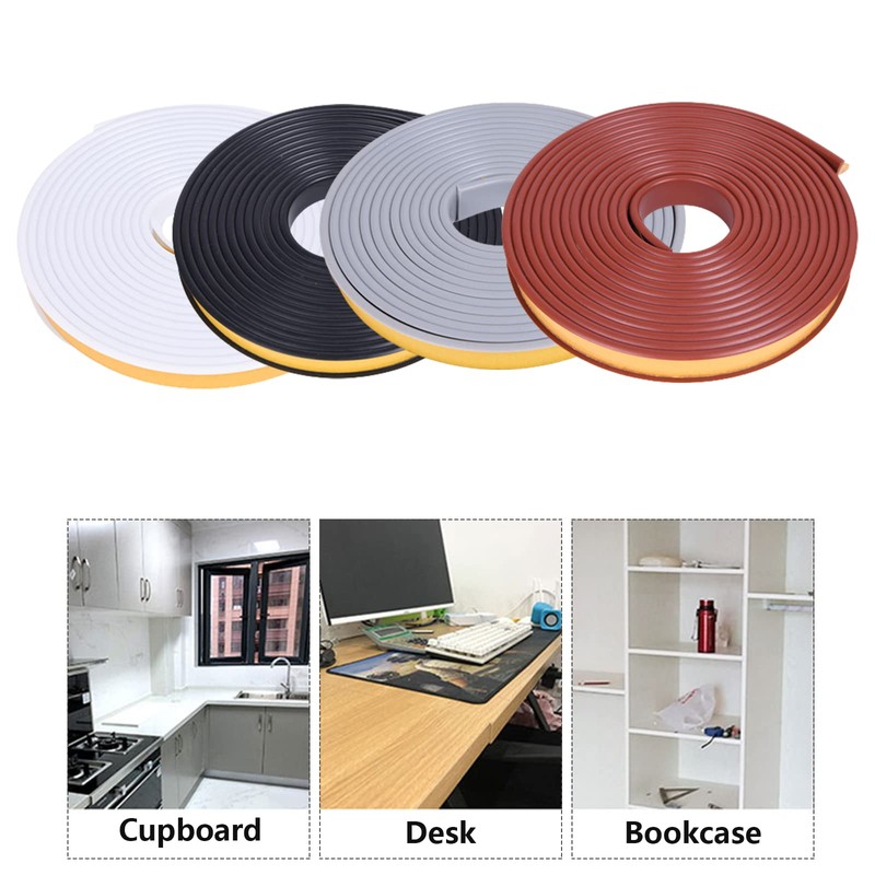 U-Shape Edge Banding, 16.4ft Self Adhesive Veneer Edging,TPE Flexible Furniture