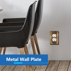 LIDER Duplex Receptacle Metal Wall Plate, Stainless Steel Outlet Cover, Corrosion Resistant, Mid-Size 1-Gang 4.88" x 3.11", 201 Stainless Steel, LMWP-21M-AB, Antique Brass