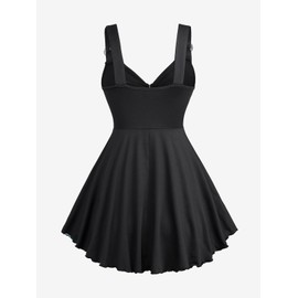 ROSE GAL Womens Plus Size Floral Flocking Tulip Hem Layered Ruffles Lace Up Ruched Heart Buckles Gothic Tank Top(Green/1X)