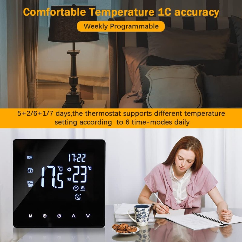 WiFi Smart Thermostat Temperature Controller for Electric Heating LCD Display