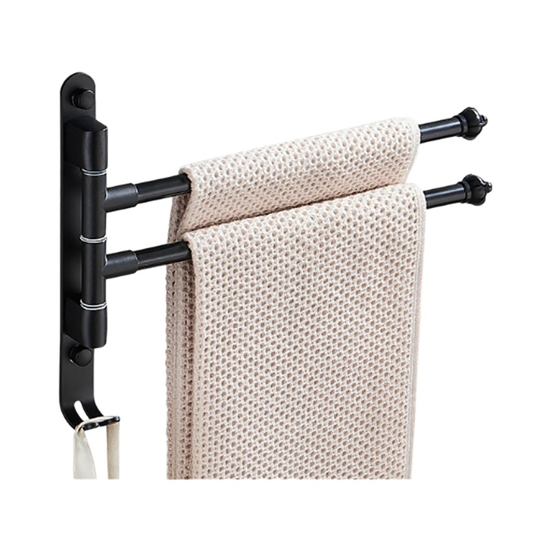 Swivel Out Towel Racks with Hooks 2-Bars Foldable Arms Bath