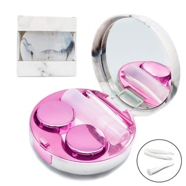Vastsoon Contact Lens Case, Portable Cute Eye Contacts Colored Lenses Applicator Remover Tool Kit with Mirror Solution Bottle for Travel Daily Outdoor (Rose)