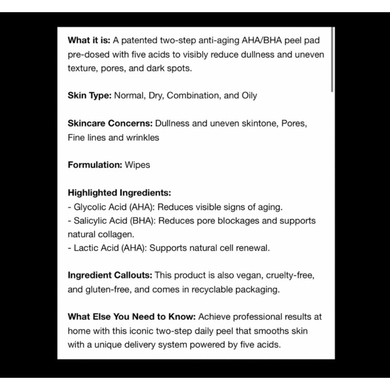 Dr. Dennis Gross Alpha Beta Extra Strength Daily Face Peels.
