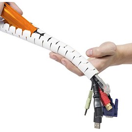 D-Line Cable Zipper Cord Tube Organizer with Zip Tool, 8.2 Feet, Cable Management Sleeve, Cover for Long Wire Runs, 1 Inch Diameter (8.2 FT, White)
