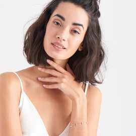 ANIA HAIE 925 Sterling Silver Trendy Minimal Cubic Zirconia Baguette Cable Chain Bracelet for Women & Gift