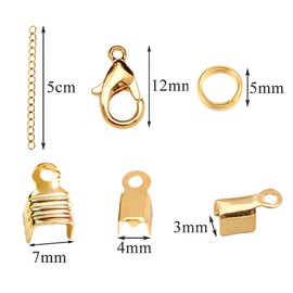Pamtns Pack of 1000 Clamping Plates Crimp End Bracelet Clasp Lobster Clasp Clamp Ends Chain Extensions Clasp Chain Jump Ring Clamp Ends Chain Extensions DIY Craft Set