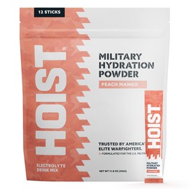 HOIST Premium Military Hydration Powder - Electrolyte Drink Mix- Powder Stick Pack, Peach Mango (12 Sticks Per Pack)