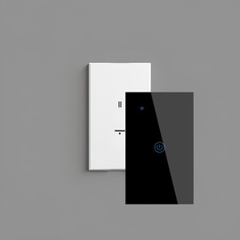 Smart WiFi Touch Light Switch, Black, Single Control Panel, Voice Control Compatible with Alexa Google Home, Remote Control