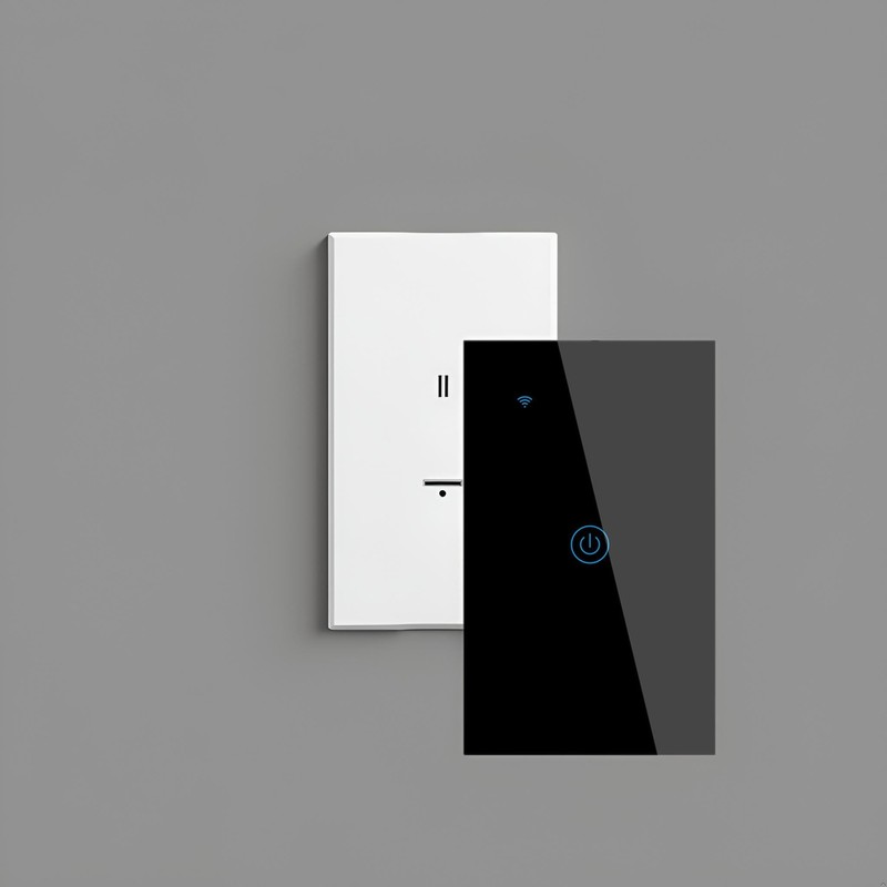 Smart WiFi Touch Light Switch, Black, Single Control Panel, Voice