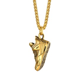 Bestyle Gold Sneaker Shoe Necklace for Men, Chunky Vintage Gold Shoe Pendant Gold Chain Cool Cute Sport Jewelry for Son Brother Husband