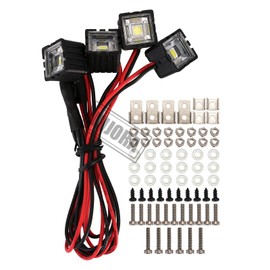 INJORA RC Headlight RC LED Lighting RC Accessories for 1:10 RC Crawler Axial TRX4 TRX6 SCX10 90046 Wraith RR10 MST Redcat (Square)