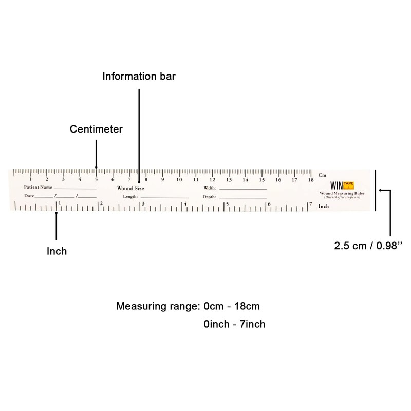 WIN TAPE 18cm / 7'' Educare Wound Ruler (Paper) Wound
