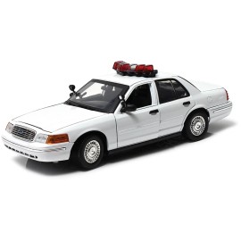 Motormax 2001 Ford Crown Victoria White Police Car with Lights & Sound