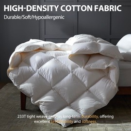 BedTreat Luxury Goose Down Comforter King Size,Premium Hotel collecton Duvet Insert for All Seasons with Ultra-Soft 100% Organic Cotton Cover and 8 Tabs,Fluffy and Medium Warmth(106"X90",White)