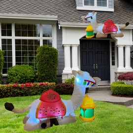 Inflatable Camel Holiday Lights Decor Outdoor, Bright Festive Decor, Holy Celebration with LED Lights, Blow up Yard Holiday Eid Decoration 60" Wide (Camel + Lantern)