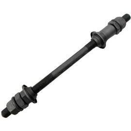 1 x Black Bike Axle 190mm Bicycle Multi Speed Rear Axle 3/8" 26TPI Hub Shaft Conical Lock Nut Washers Wheel Accessories