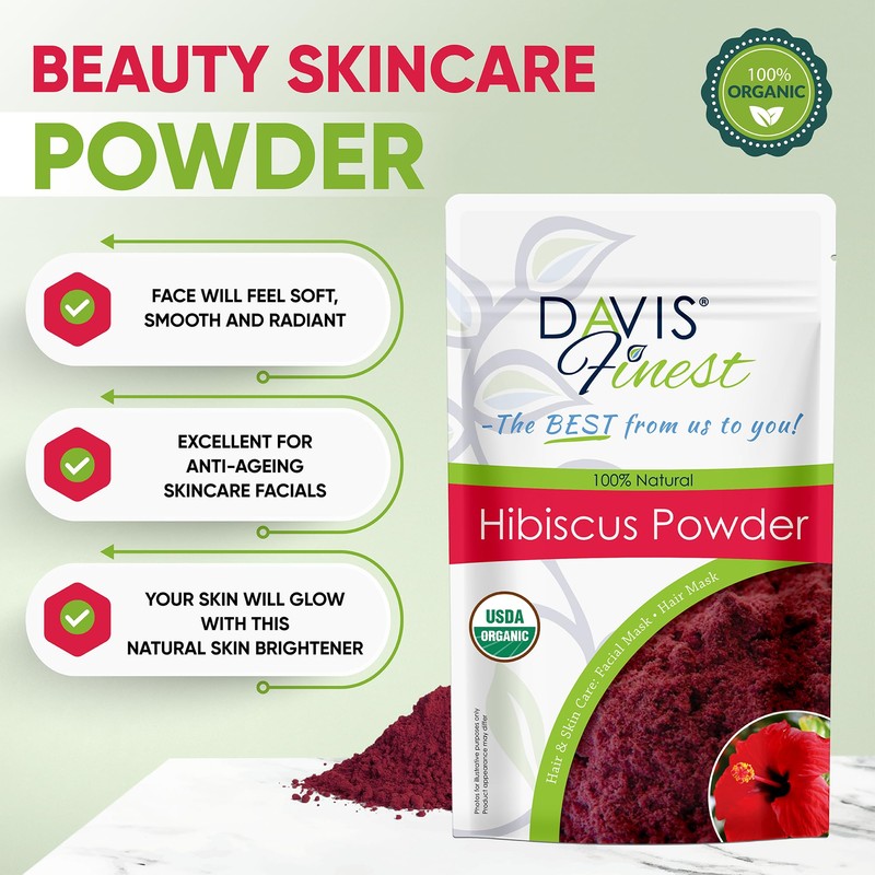 Davis Finest Organic Hibiscus Powder 250g, Hair & Skin, Facial