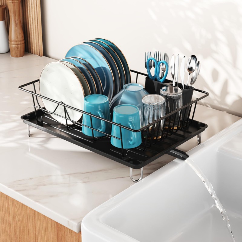 GSlife Dish Drying Rack with Drainboard - Rust-Resistant Dish Racks