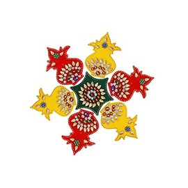 ARTISENIA Handmade Kalash Multicolor Acrylic Diwali Rangoli Floor Decorations Table Decoration Studded Stones Sequins Traditional Festive Home Door Décor | Floor Wall Stickers RV-027