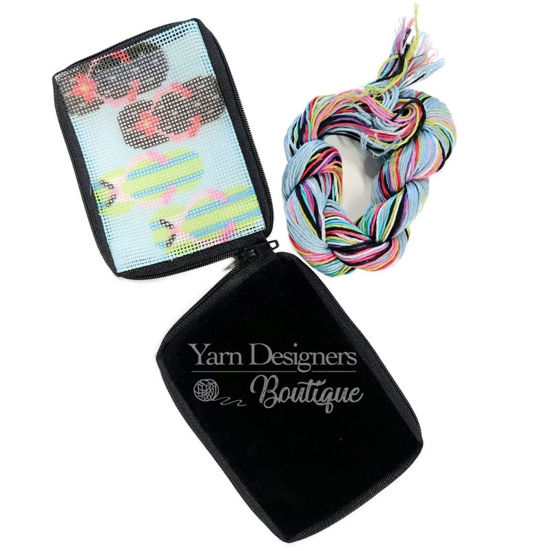 Stitch & Zip Coin Purse Kits, Cross Stitch Bright Hibiscus