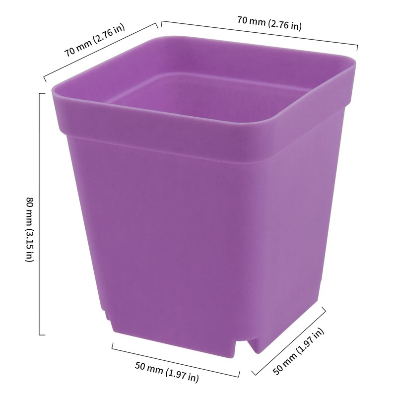 HOIGON 100 Pack 3 Inch Purple Square Nursery Pot, Durable