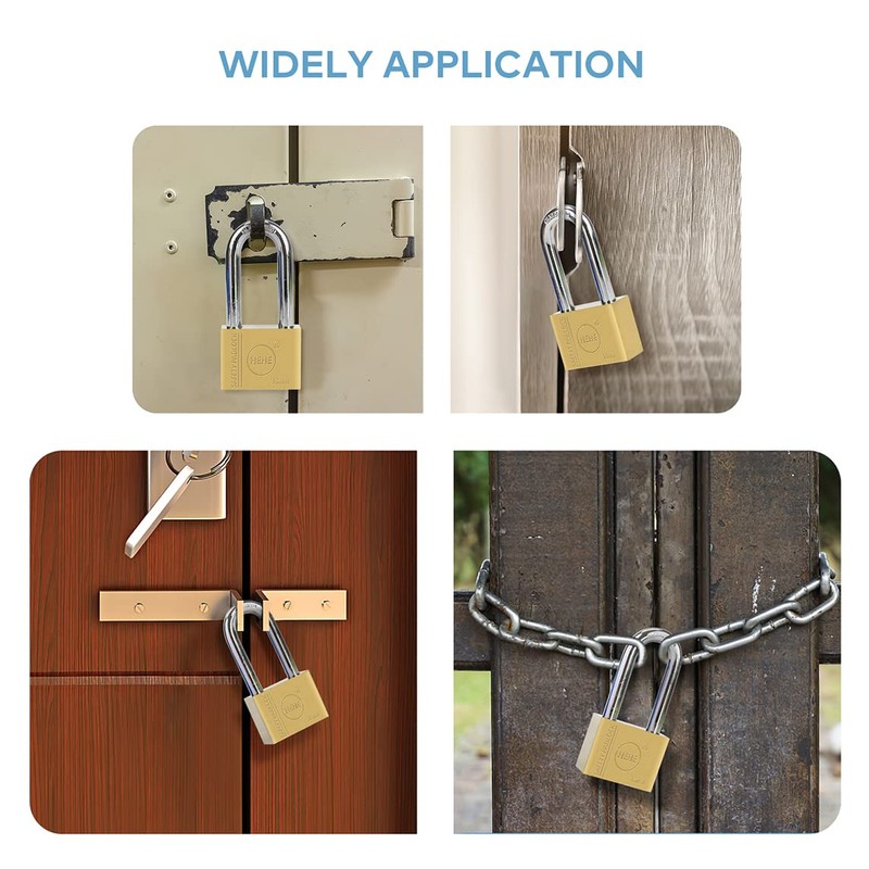 Lock Heavy Duty Brass Padlock with Keys Waterproof for Locker,