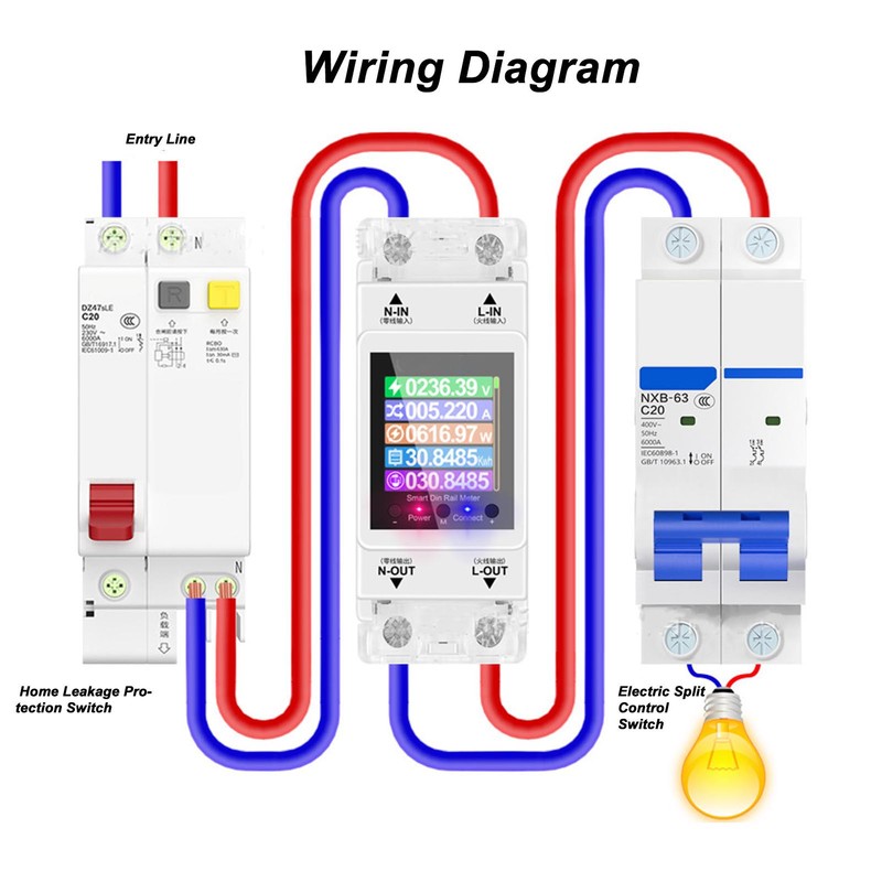 WiFi Smart Energy Meter Single Phase Electricity Usage Monitor DIN