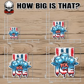FCK ICE Sticker Patriotic Vintage USA Flag Funny Joke Prank Waterproof Vinyl Sticker for Water Bottle Tumbler Helmet Bumper Car Laptop