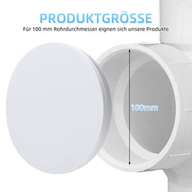 Pack of 4 Pipe Covers for Socket Plugs DN 100 - Ventilation Pipe Cover 100 mm, PVC Spring Cover 100 mm, Pipe Plugs for Sewage Pipes (White, Diameter 100)