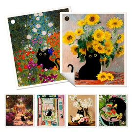 Miss Adola Swedish Dishcloths for Kitchen Reusable Swedish Cloths for Washing Dishes Absorbent Fast Drying Cleaning Swedish Sponge Cute Pattern Decorate 6Pack Washable Swedish Towels, Floral Cat