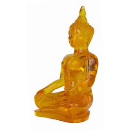 BUDDHO Buddha overcoming Temptations Buddha Statue 4" H. Poly Resin Thai Buddha Statue for Home Decor (Orange)